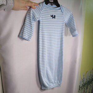 Baby Elephant Swaddle Bunting 100% cotton embroidered elastic bottom Blue Strip